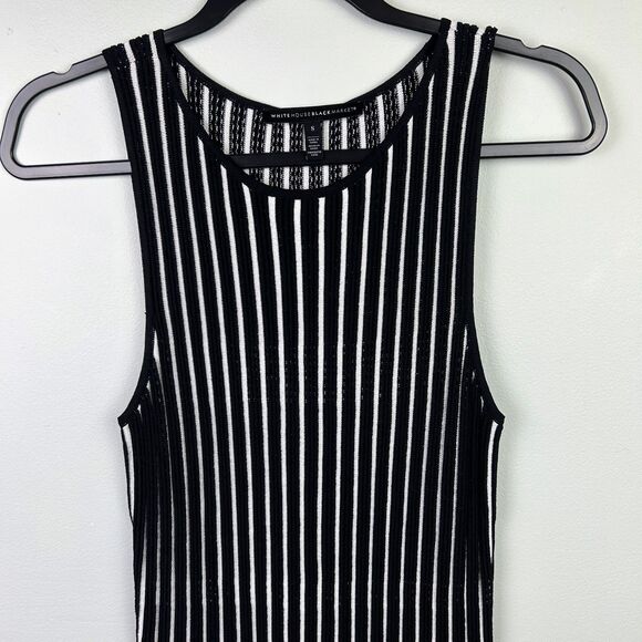 White House Black Market Striped Peplum Sweater Tank Sleeveless Rib Knit Top S - Picture 4 of 11
